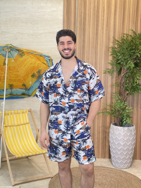 Tropical leaf print summer set MENS353