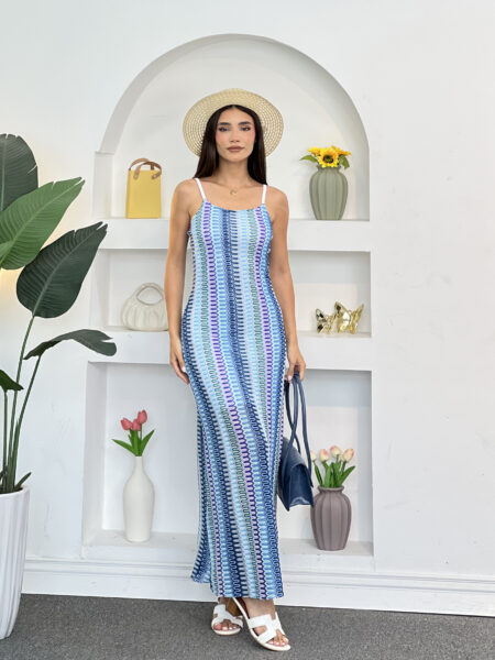 Ocean Stripe Maxi Dress WOD1049