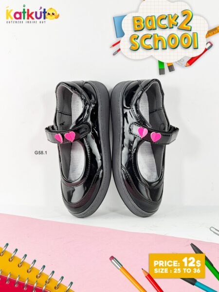 Glossy heart-detail velcro shoes G58.1