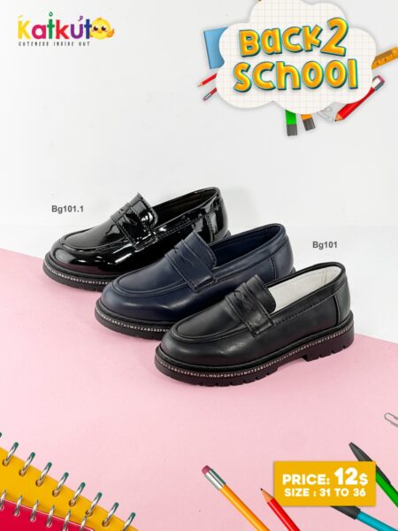 Classic school loafers with letter trim BG101