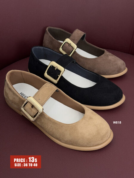 Soft Suede Mary Jane Flats W818