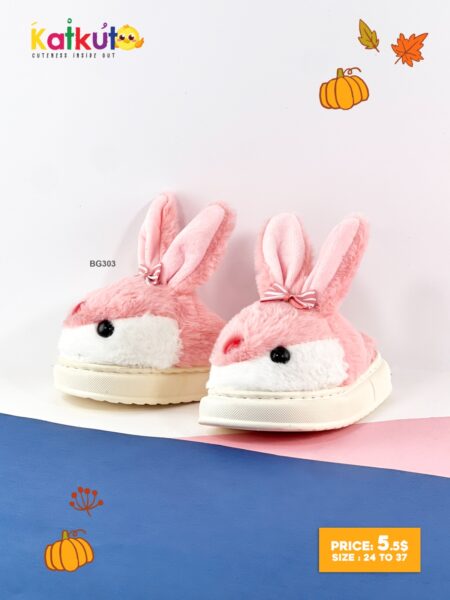 Pink Bunny Furry Slippers BG303