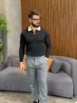 Contrast collar knit polo shirt MENT293